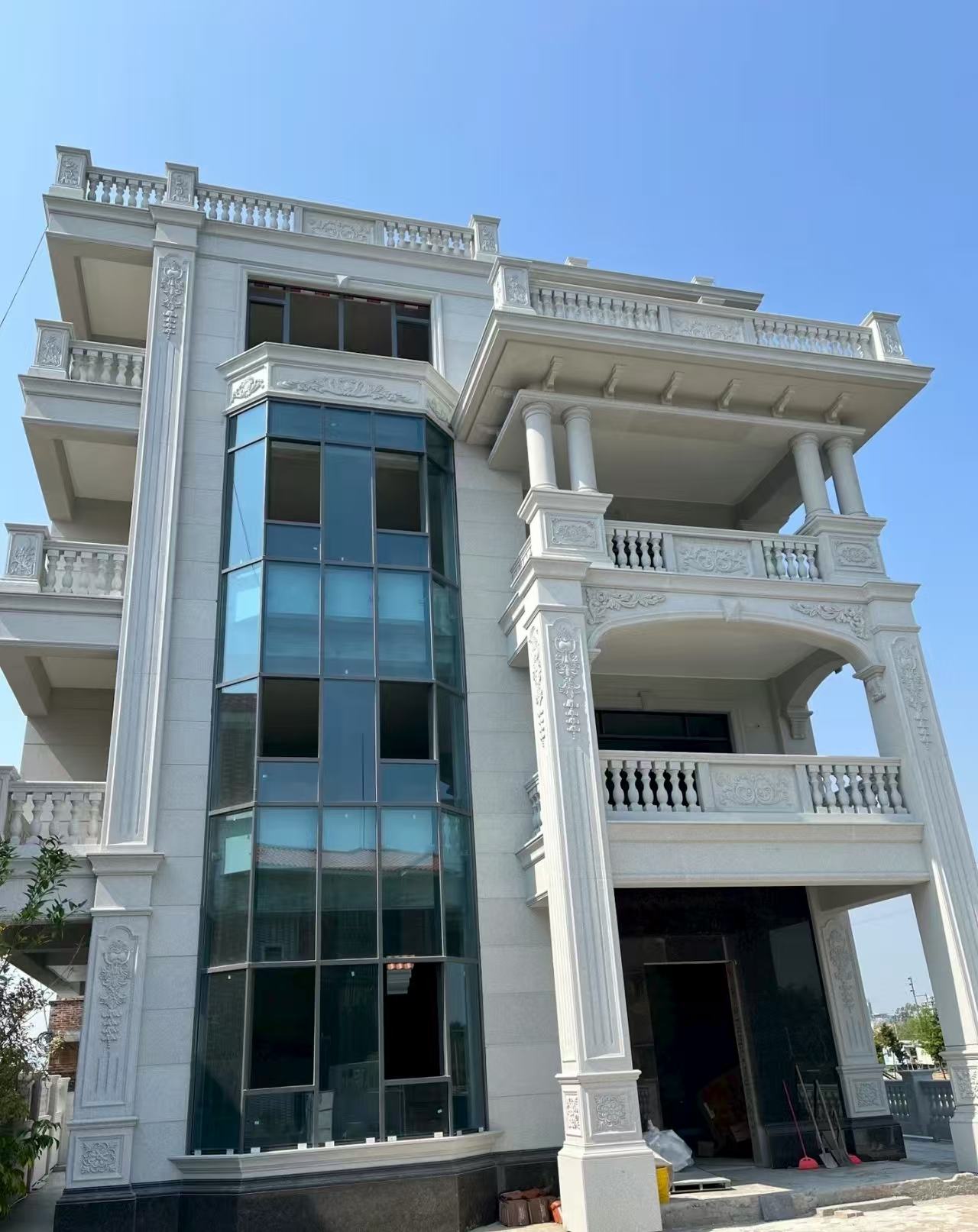 桂林 芝麻白花岗岩别墅外墙干挂效果展示